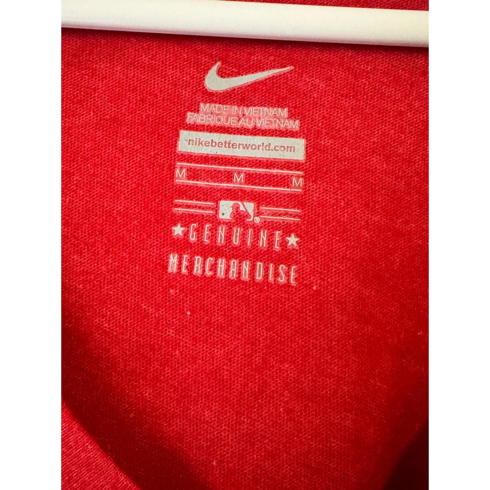 Nike Boston Red Sox MLB V-Neck Raglan T-Shirt Red Navy Blue Medium - Picture 3 of 4